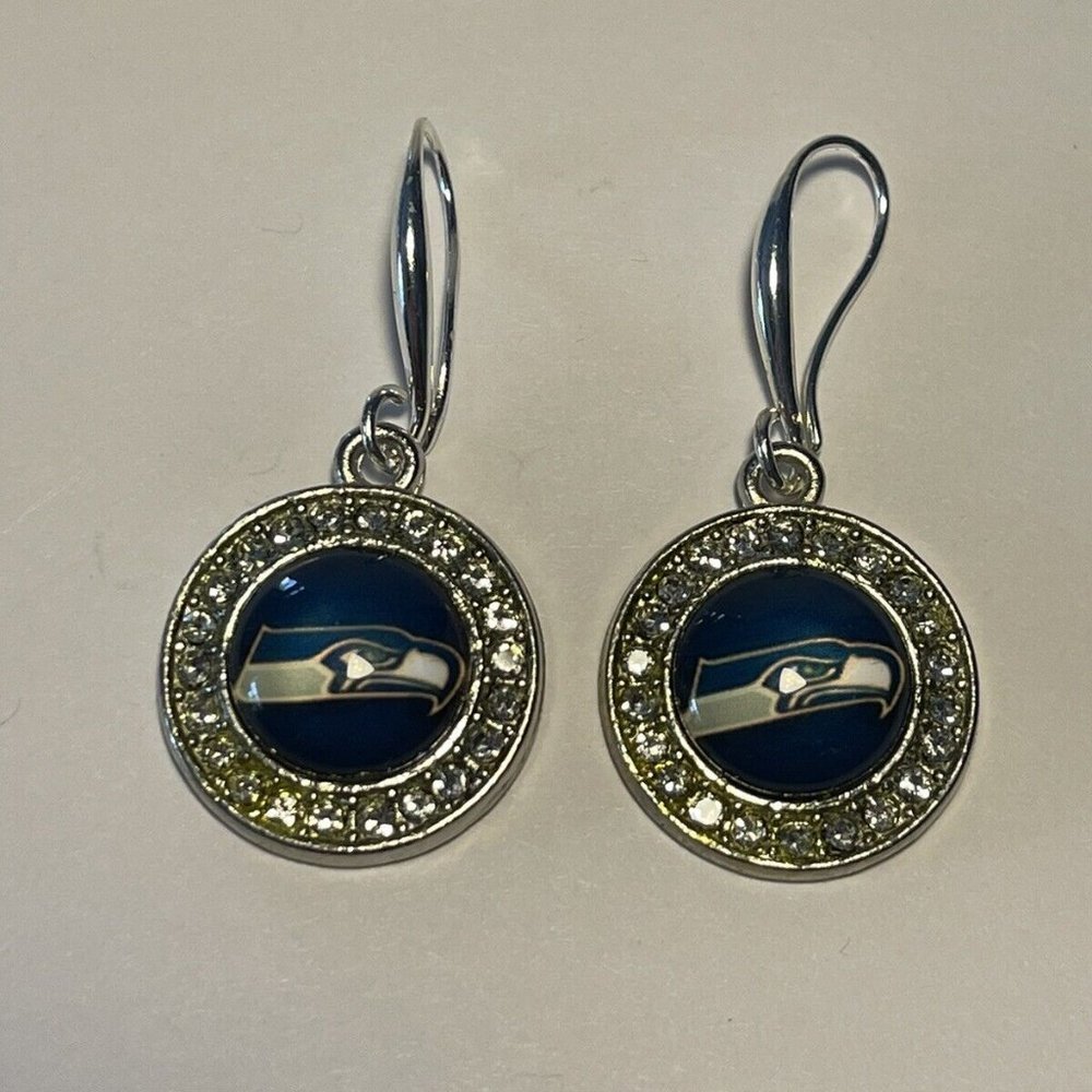 Seattle Seahawks NFL Rhinestone Earrings NEW